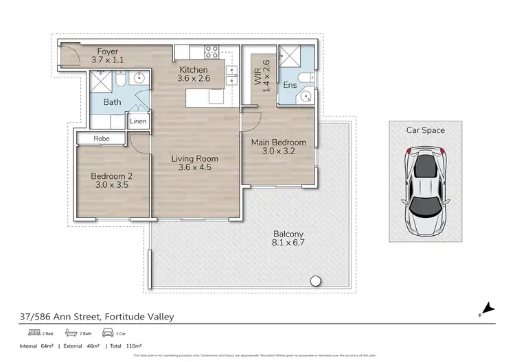 Floorplan of Homely apartment listing, H37/41 Gotha Street, Fortitude Valley QLD 4006