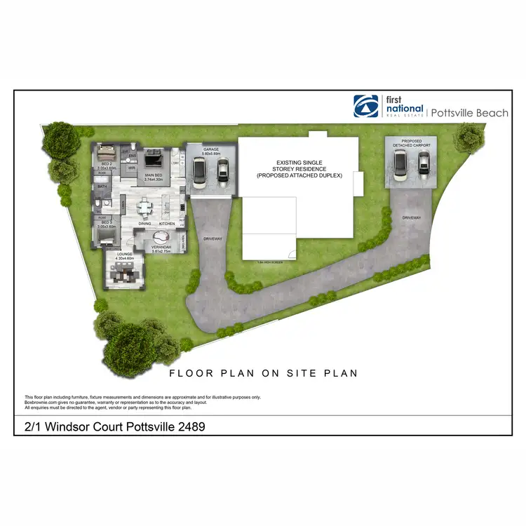 Floorplan of Homely semi-detached listing, 2/1 Windsor Court, Pottsville NSW 2489