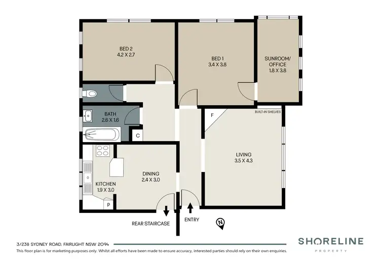 Floorplan of Homely unit listing, 3/238 Sydney Road, Fairlight NSW 2094