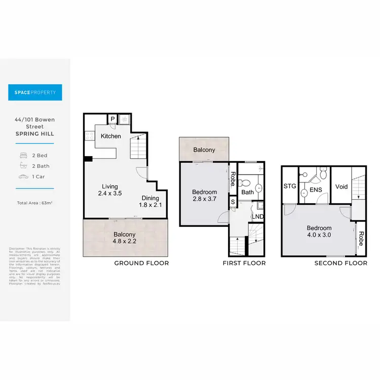 Floorplan of Homely apartment listing, 44/101 Bowen Street, Spring Hill QLD 4000