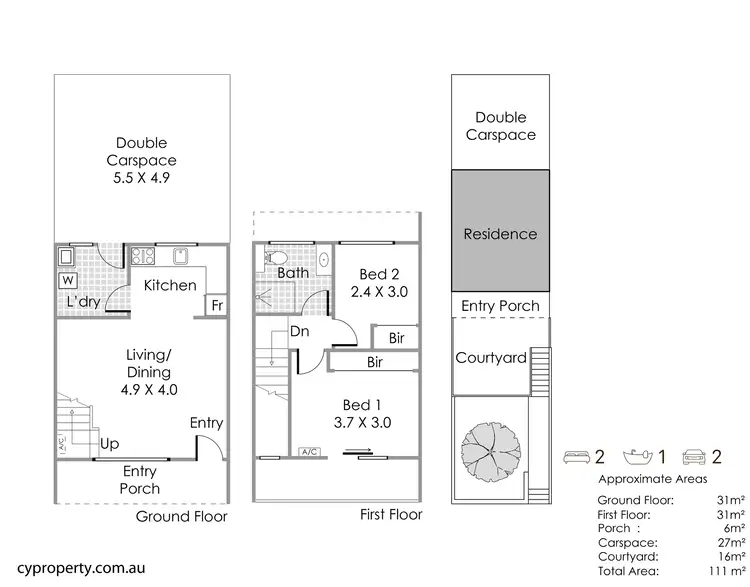 Floorplan of Homely townhouse listing, 3/18 Hampton Road, Fremantle WA 6160