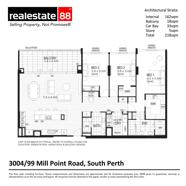 Floorplan of Homely apartment listing, 3004/99 Mill Point Road, South Perth WA 6151