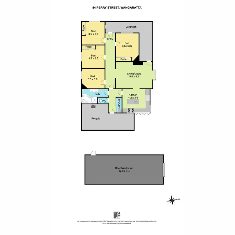 Floorplan of Homely house listing, 54 Perry Street, Wangaratta VIC 3677