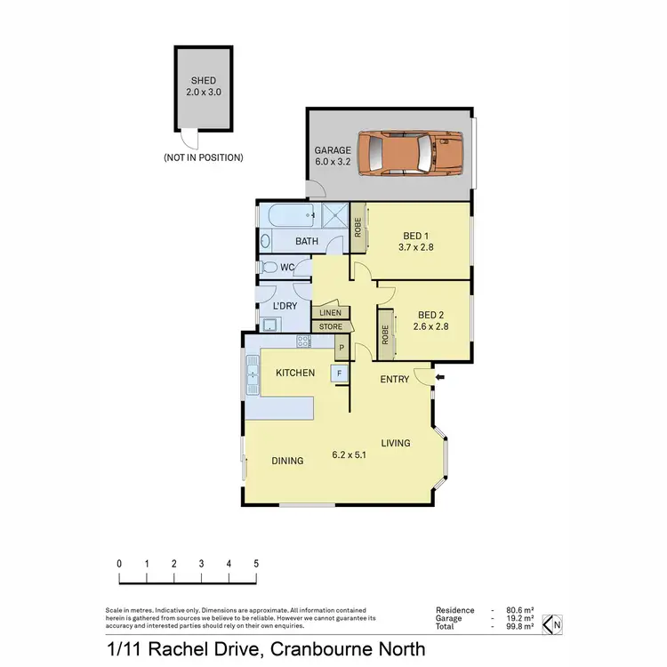 Floorplan of Homely unit listing, 1/11 Rachel Drive, Cranbourne North VIC 3977