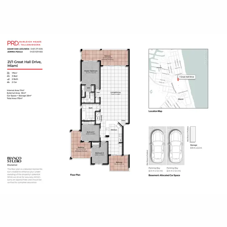 Floorplan of Homely unit listing, D21/1 Great Hall Drive, Miami QLD 4220