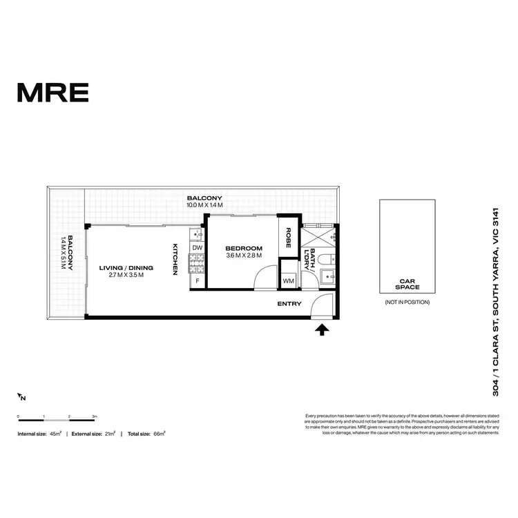 Floorplan of Homely apartment listing, 304/1 Clara Street, South Yarra VIC 3141