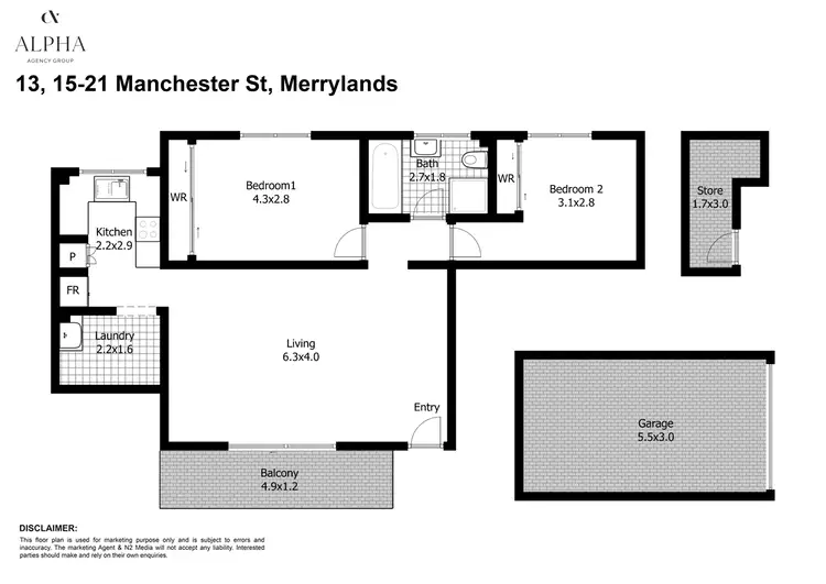 Floorplan of Homely unit listing, 13/15-21 Manchester Street, Merrylands NSW 2160