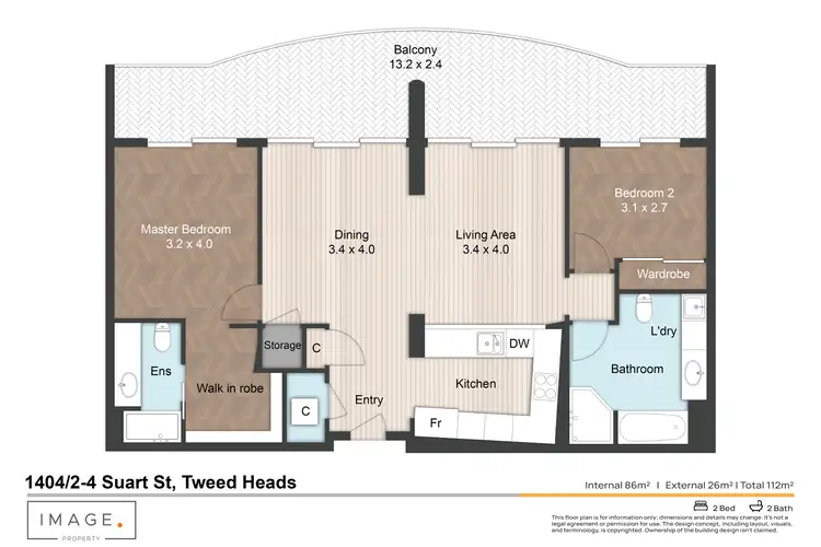 Floorplan of Homely unit listing, 1404/2-4 Stuart Street, Tweed Heads NSW 2485