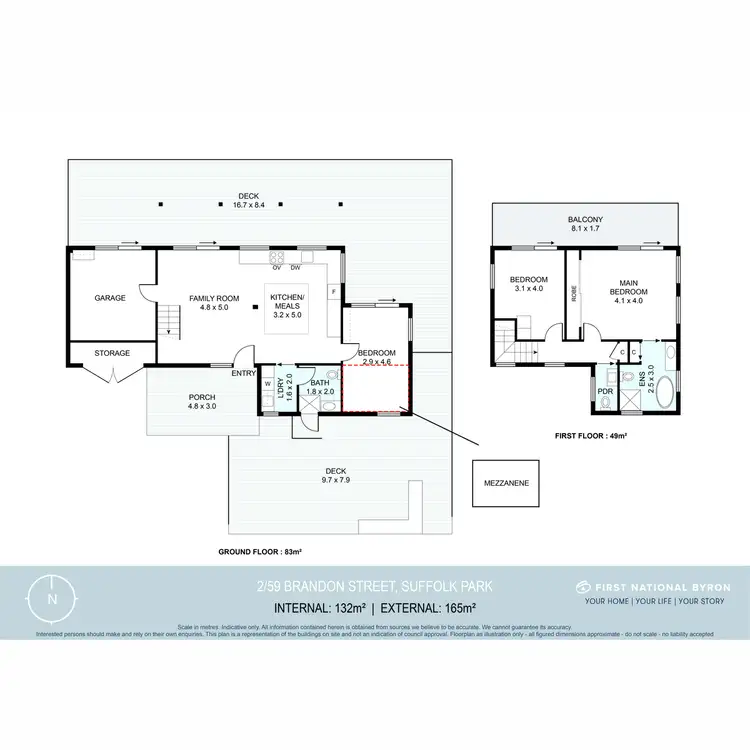 Floorplan of Homely semi-detached listing, 2/59 Brandon Street, Suffolk Park NSW 2481