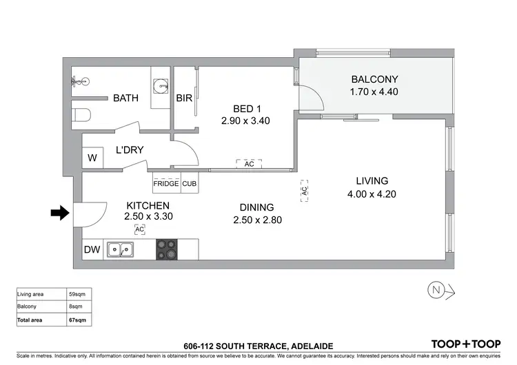 Floorplan of Homely apartment listing, 606/112 South Terrace, Adelaide SA 5000