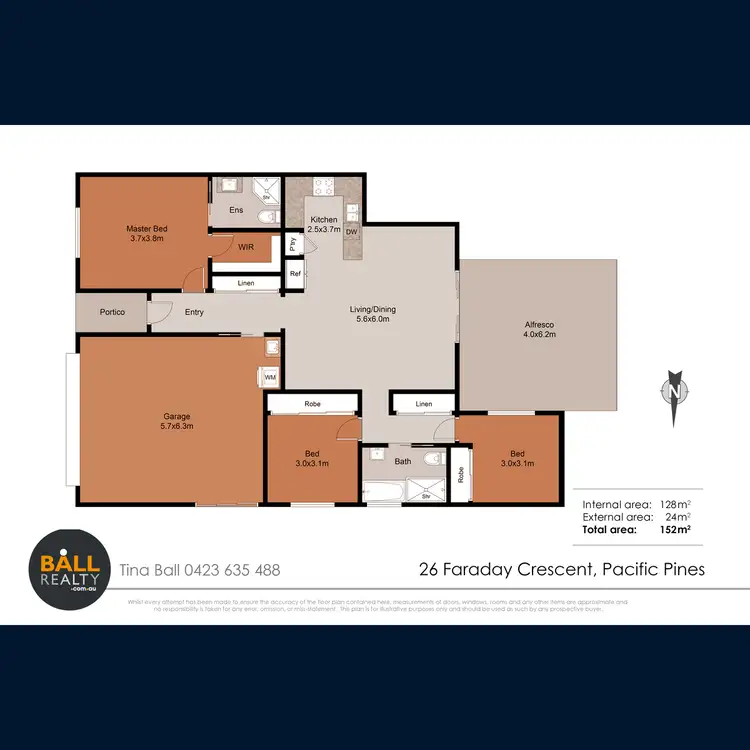 Floorplan of Homely semi-detached listing, 2/26 Faraday Crescent, Pacific Pines QLD 4211
