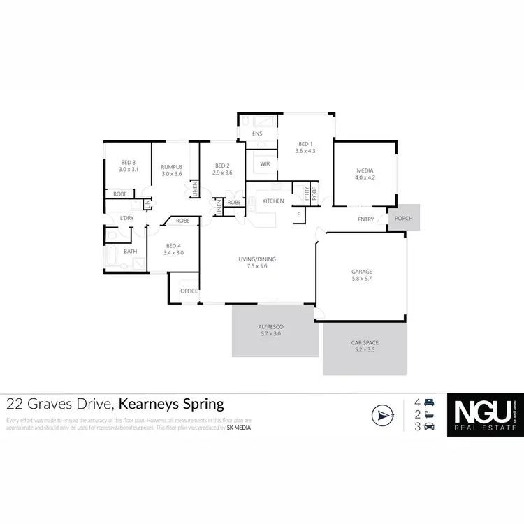 Floorplan of Homely house listing, 22 Graves Drive, Kearneys Spring QLD 4350