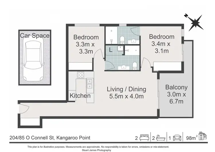 Floorplan of Homely apartment listing, 204/85 O'Connell Street, Kangaroo Point QLD 4169
