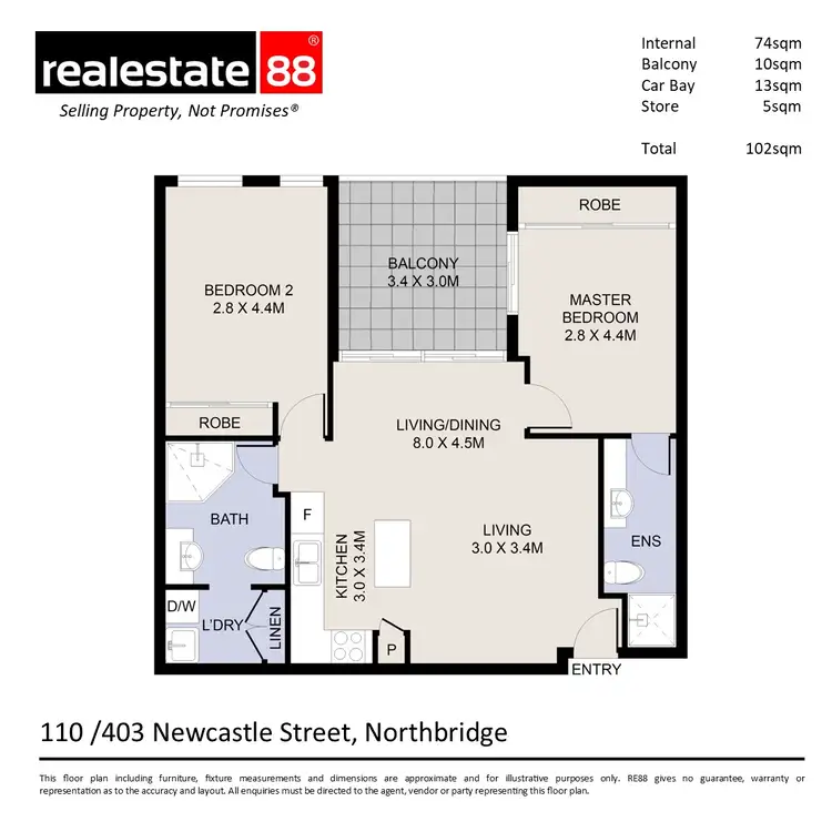 Floorplan of Homely apartment listing, 110/403 Newcastle Street, Northbridge WA 6003
