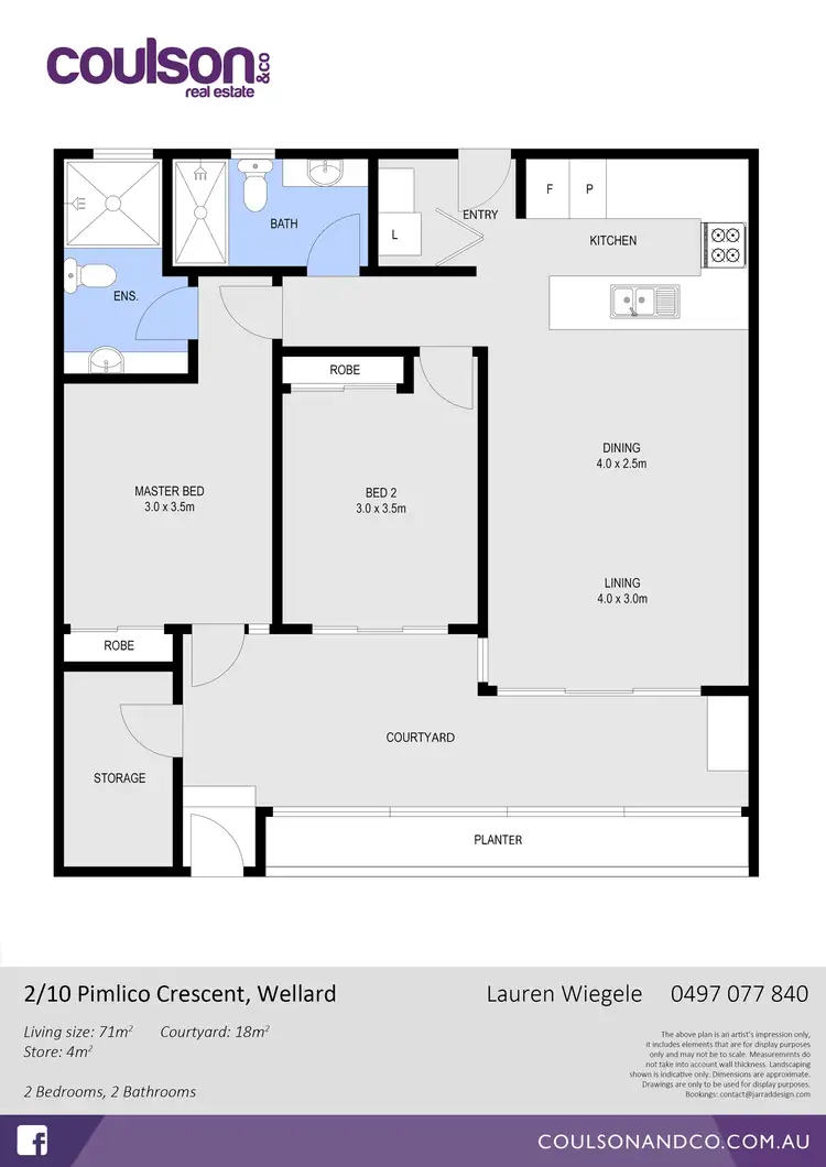 Floorplan of Homely apartment listing, 2/10 Pimlico Crescent, Wellard WA 6170