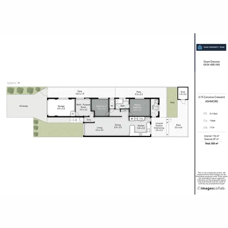 Floorplan of Homely semi-detached listing, 2/5 Corunna Crescent, Ashmore QLD 4214