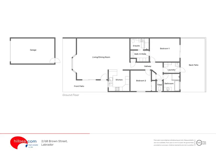 Floorplan of Homely semi-detached listing, 2/68 Brown Street, Labrador QLD 4215