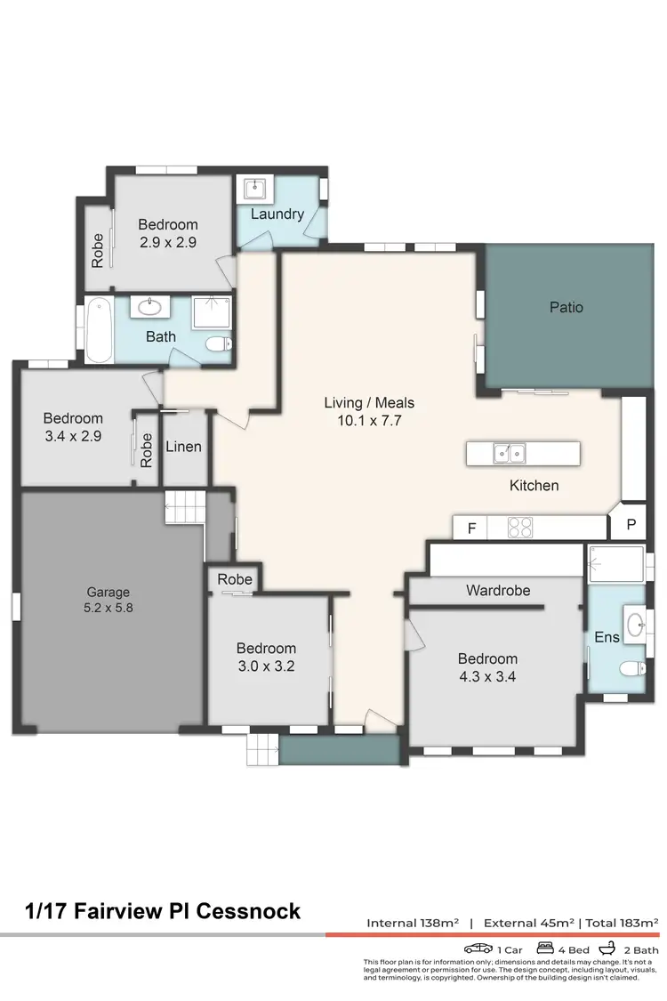 Floorplan of Homely unit listing, 1/17 Fairview Place, Cessnock NSW 2325