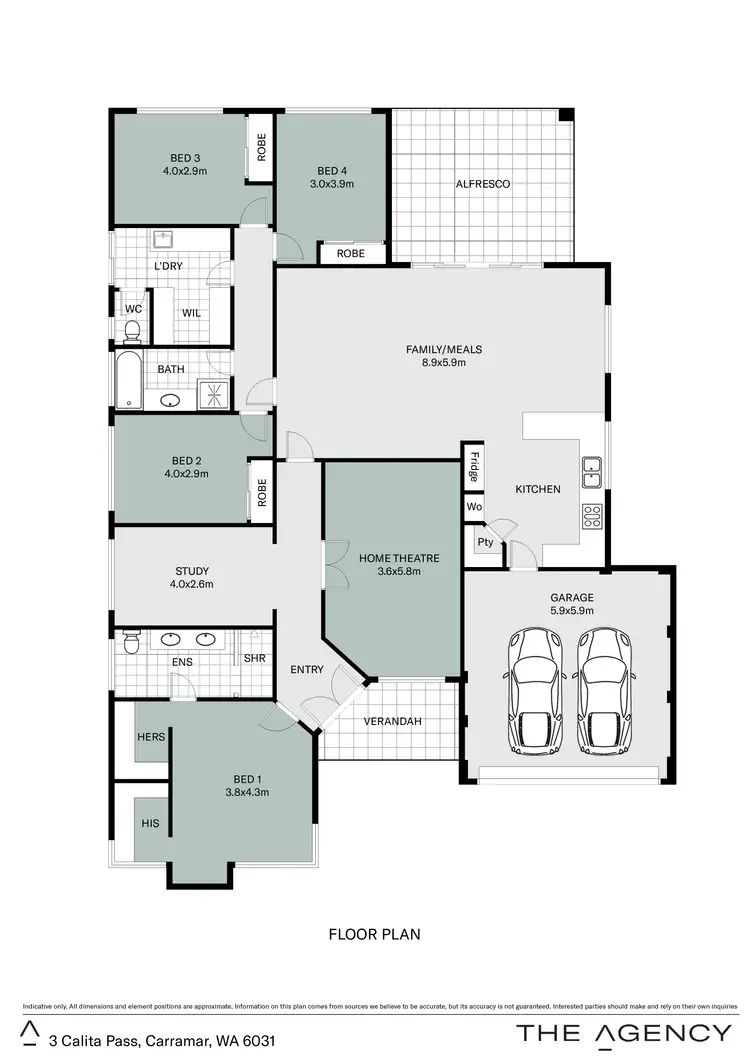 Floorplan of Homely house listing, 3 Calita Pass, Carramar WA 6031