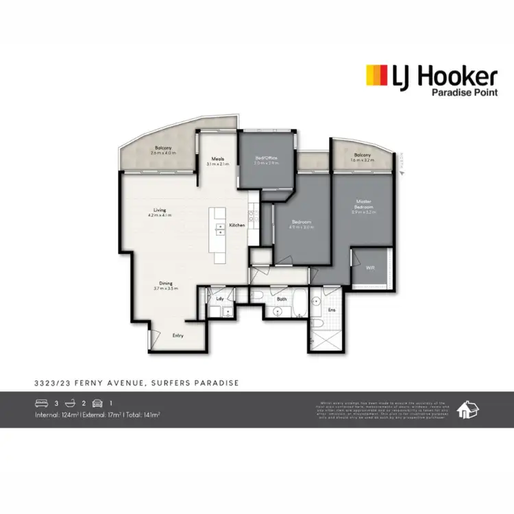 Floorplan of Homely apartment listing, 3323/23 Ferny Avenue, Surfers Paradise QLD 4217