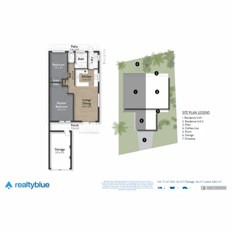 Floorplan of Homely semi-detached listing, 2/64 Dawn Parade, Miami QLD 4220