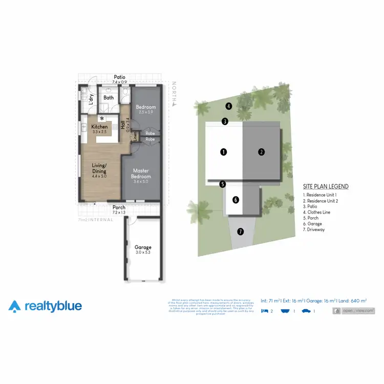 Floorplan of Homely semi-detached listing, 1/64 Dawn Parade, Miami QLD 4220