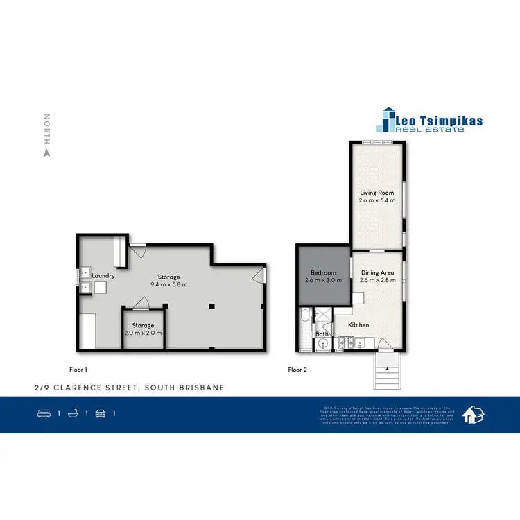 Floorplan of Homely flat listing, 2/9 Clarence Street, Highgate Hill QLD 4101