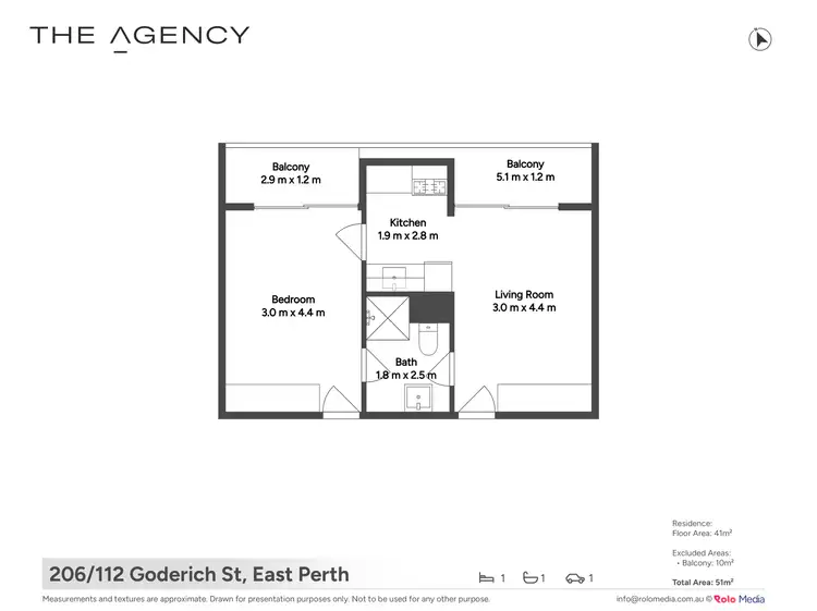 Floorplan of Homely unit listing, 206/112-122 Goderich Street, East Perth WA 6004