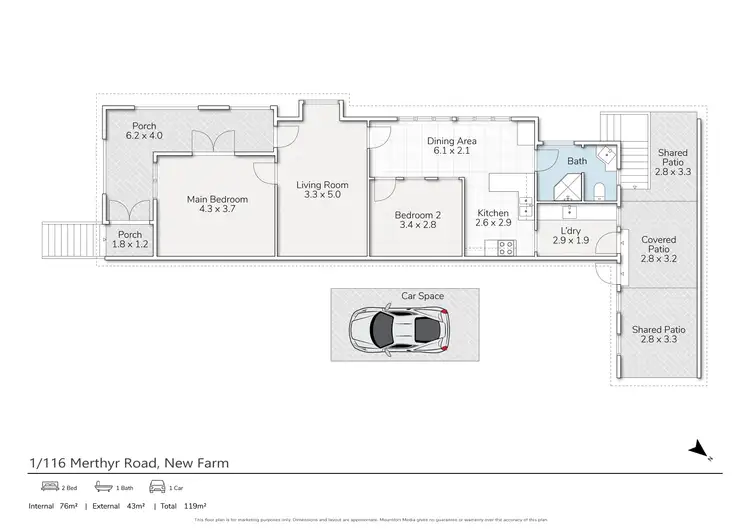 Floorplan of Homely apartment listing, 1/116 Merthyr Road, New Farm QLD 4005
