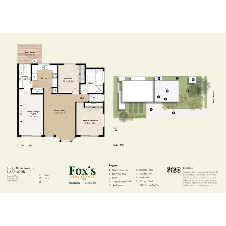 Floorplan of Homely semi-detached listing, 1/97 Olsen Avenue, Labrador QLD 4215