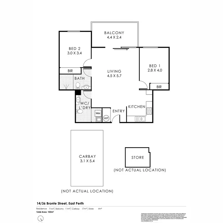 Floorplan of Homely apartment listing, 14/36 Bronte Street, East Perth WA 6004