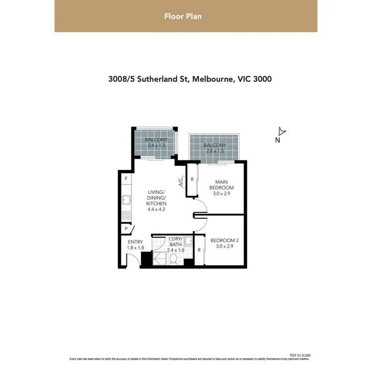 Floorplan of Homely apartment listing, 3008/5 Sutherland Street, Melbourne VIC 3000
