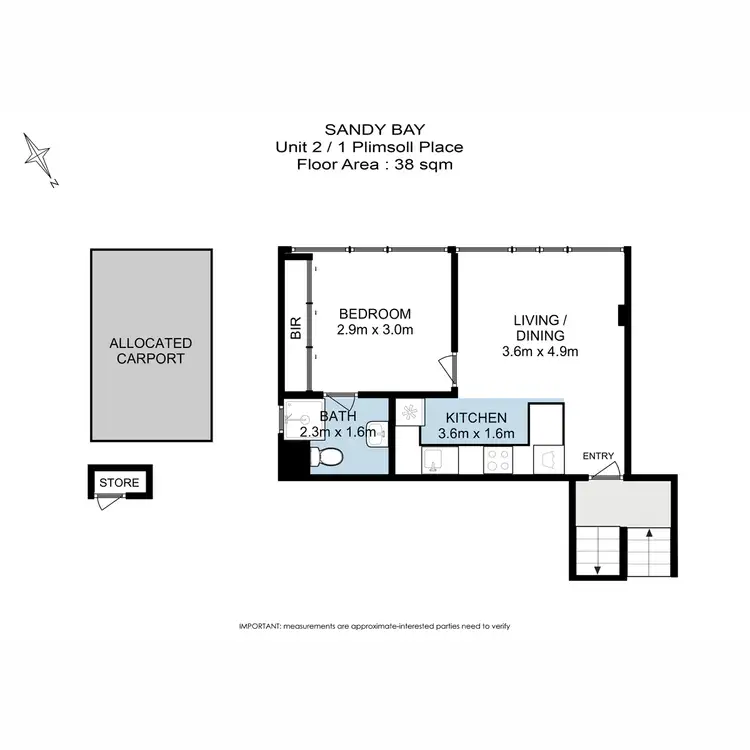 Floorplan of Homely unit listing, 2/1 Plimsoll Place, Sandy Bay TAS 7005