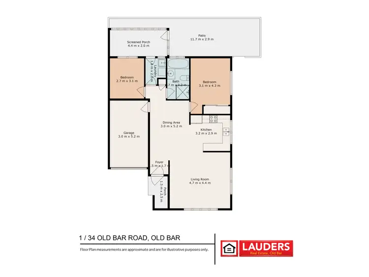 Floorplan of Homely villa listing, 1/34 Old Bar Road, Old Bar NSW 2430