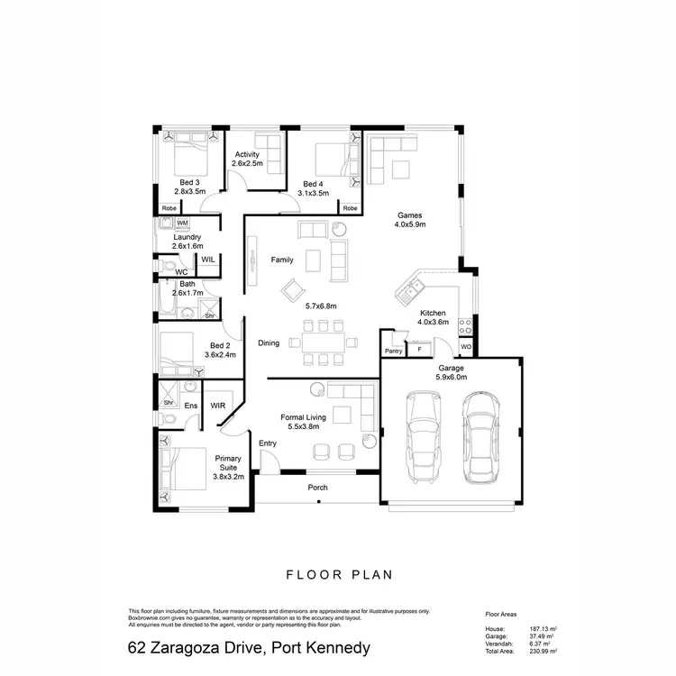 Floorplan of Homely house listing, 62 Zaragoza Drive, Port Kennedy WA 6172