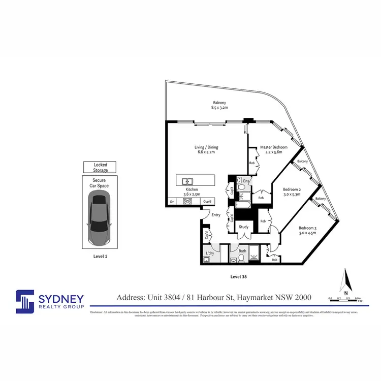 Floorplan of Homely apartment listing, 3804/81 Harbour Street, Haymarket NSW 2000