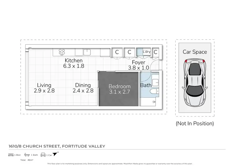 Floorplan of Homely apartment listing, 1610/8 Church Street, Fortitude Valley QLD 4006