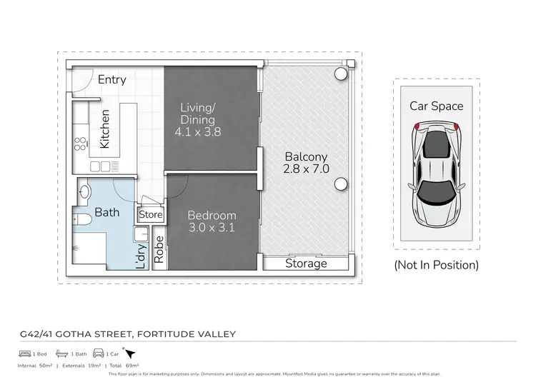 Floorplan of Homely apartment listing, G42/41 Gotha Street, Fortitude Valley QLD 4006