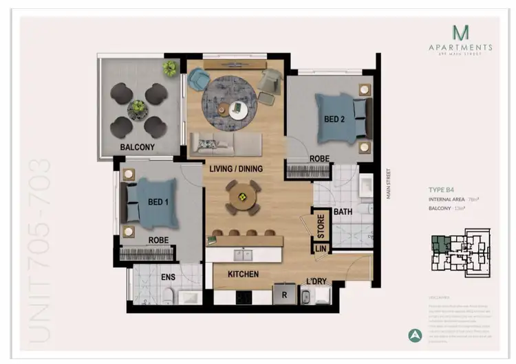 Floorplan of Homely unit listing, 703/705 Main Street, Kangaroo Point QLD 4169