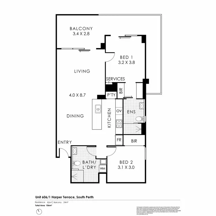 Floorplan of Homely apartment listing, 606/1 Harper Terrace, South Perth WA 6151