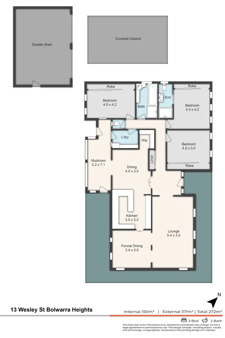 Floorplan of Homely house listing, 13 Wesley Street, Bolwarra Heights NSW 2320