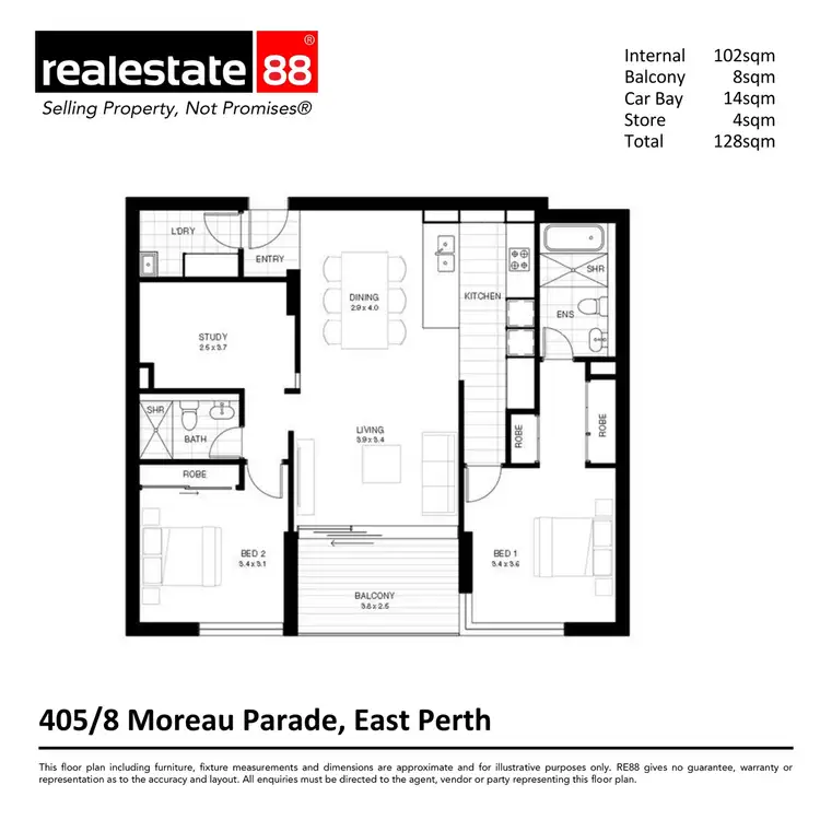 Floorplan of Homely apartment listing, 405/8 Moreau Parade, East Perth WA 6004