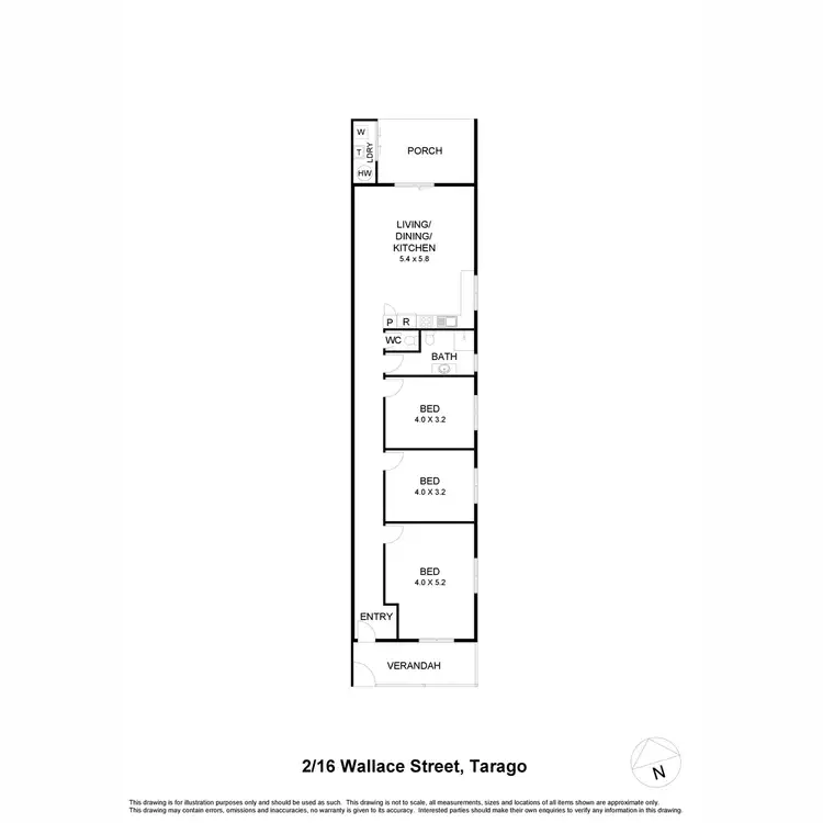 Floorplan of Homely semi-detached listing, 2/16 Wallace Street, Tarago NSW 2580
