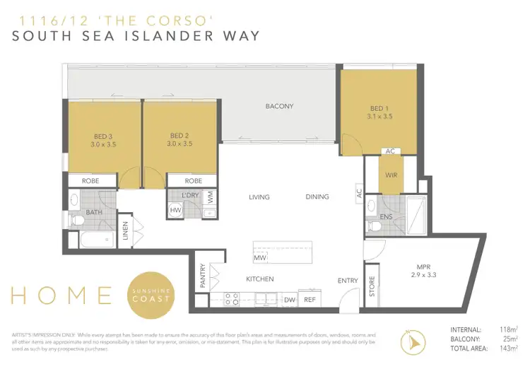 Floorplan of Homely unit listing, 1116/12 South Sea Islander Way, Maroochydore QLD 4558