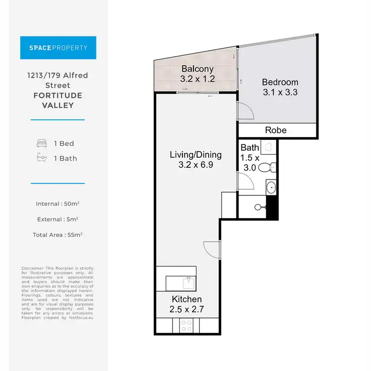 Floorplan of Homely apartment listing, 1213/179 Alfred Street, Fortitude Valley QLD 4006