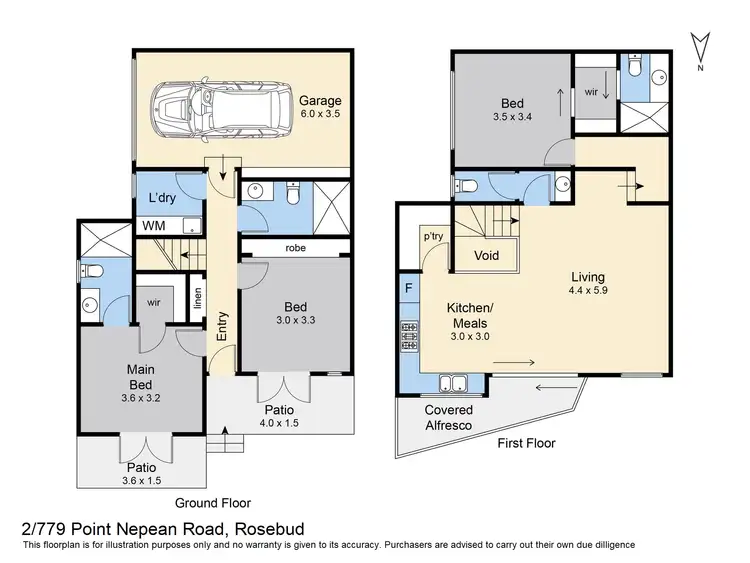Floorplan of Homely townhouse listing, 2/779 Point Nepean Road, Rosebud VIC 3939