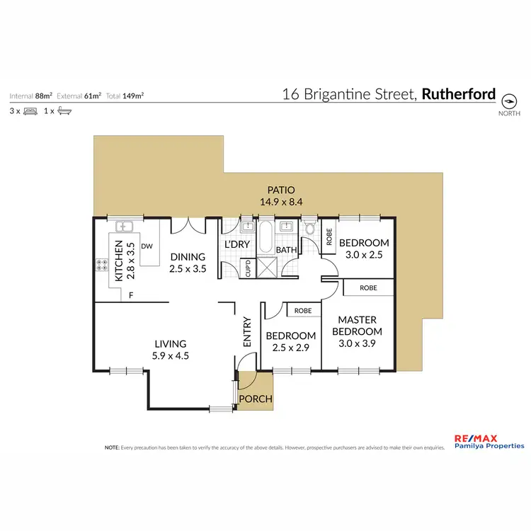 Floorplan of Homely house listing, 16 Brigantine Street, Rutherford NSW 2320