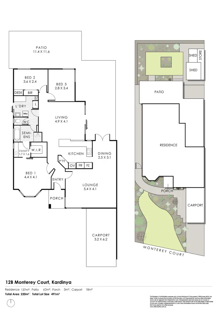 Floorplan of Homely semi-detached listing, 12B Monterey Court, Kardinya WA 6163