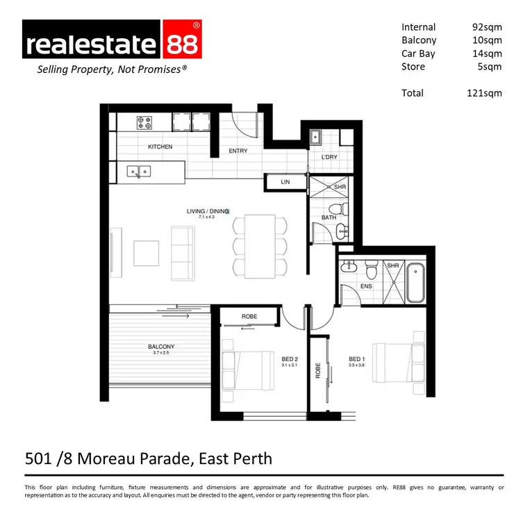 Floorplan of Homely apartment listing, 501/8 Moreau Parade, East Perth WA 6004