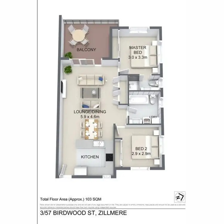 Floorplan of Homely unit listing, 3/57 Birdwood Street, Zillmere QLD 4034